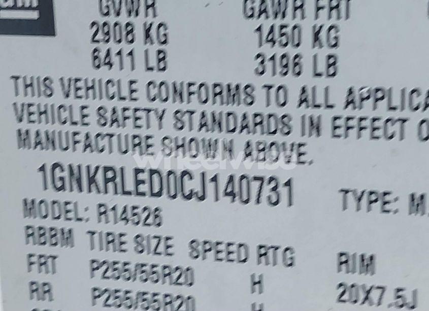 Photo 9 of 2012 Chevrolet Traverse LTZ (VIN 1GNKRLED0CJ140731)