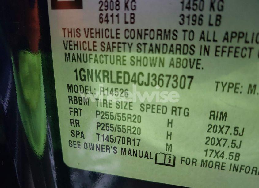 Photo 9 of 2012 Chevrolet Traverse LTZ (VIN 1GNKRLED4CJ367307)