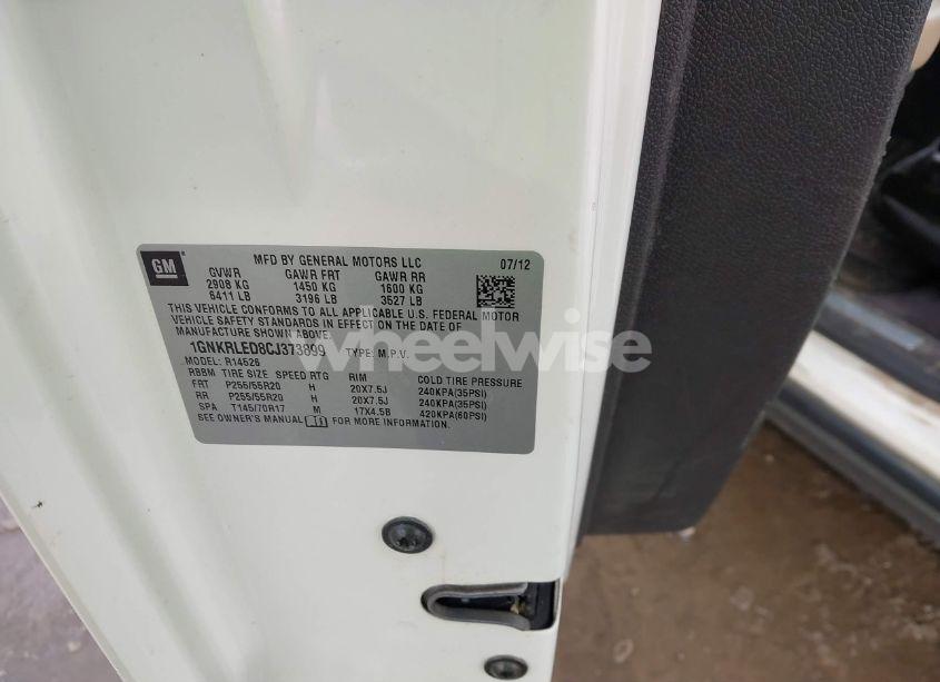 Photo 9 of 2012 Chevrolet Traverse LTZ (VIN 1GNKRLED8CJ373899)