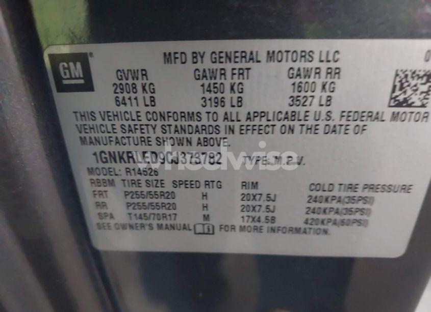 Photo 9 of 2012 Chevrolet Traverse LTZ (VIN 1GNKRLED9CJ373782)