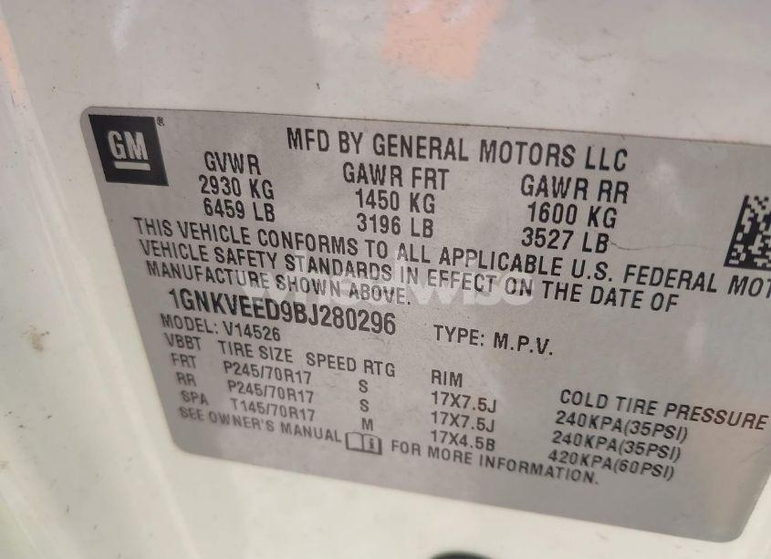 Photo 9 of 2011 Chevrolet Traverse LS (VIN 1GNKVEED9BJ280296)