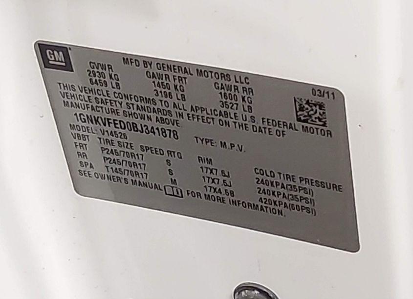 Photo 9 of 2011 Chevrolet Traverse LS (VIN 1GNKVFED0BJ341878)