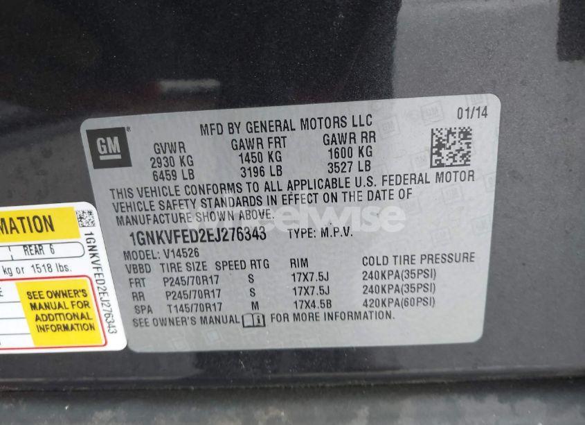 Photo 9 of 2014 Chevrolet Traverse LS (VIN 1GNKVFED2EJ276343)