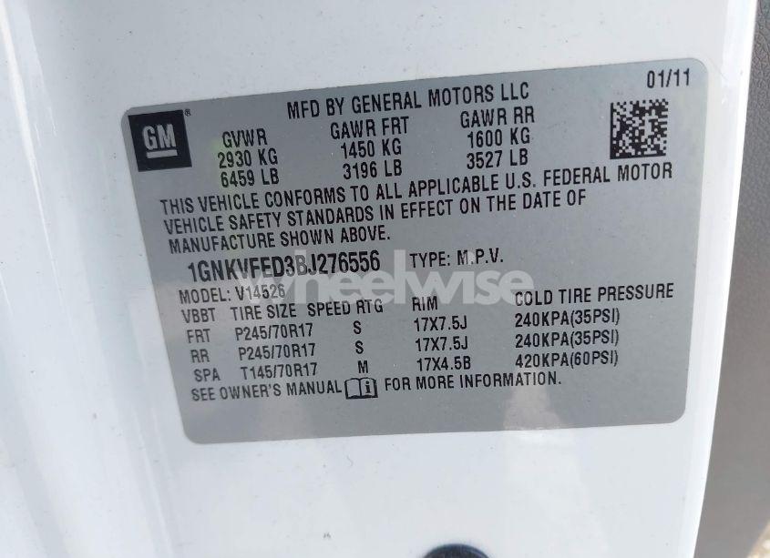 Photo 9 of 2011 Chevrolet Traverse LS (VIN 1GNKVFED3BJ276556)