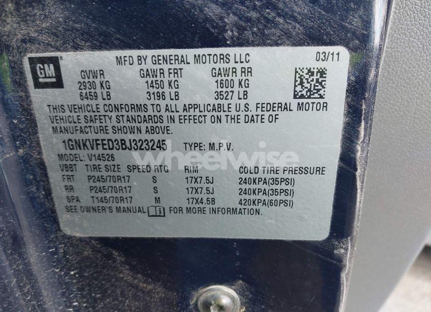 Photo 9 of 2011 Chevrolet Traverse LS (VIN 1GNKVFED3BJ323245)