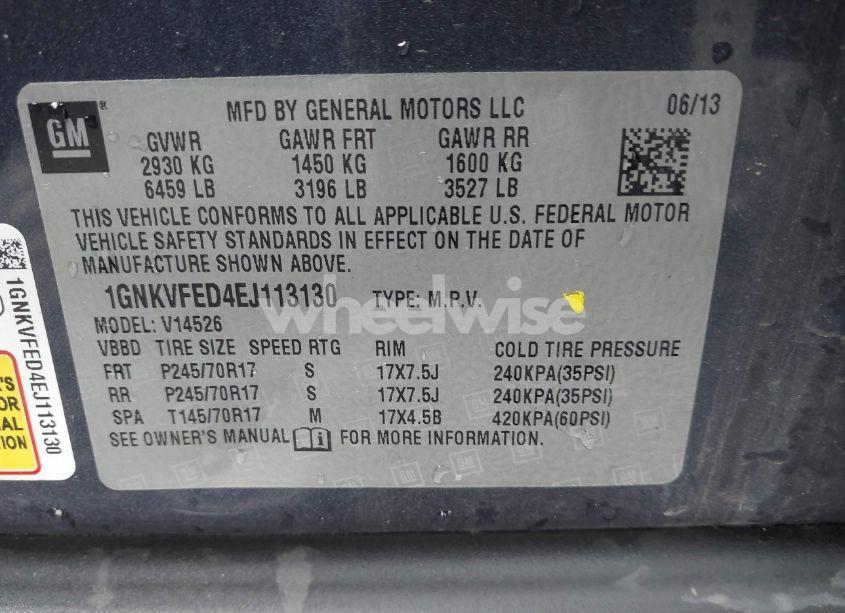 Photo 9 of 2014 Chevrolet Traverse LS (VIN 1GNKVFED4EJ113130)