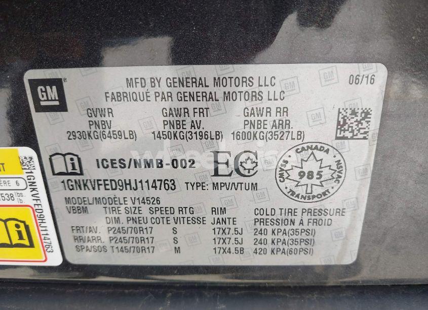 Photo 9 of 2017 Chevrolet Traverse LS (VIN 1GNKVFED9HJ114763)