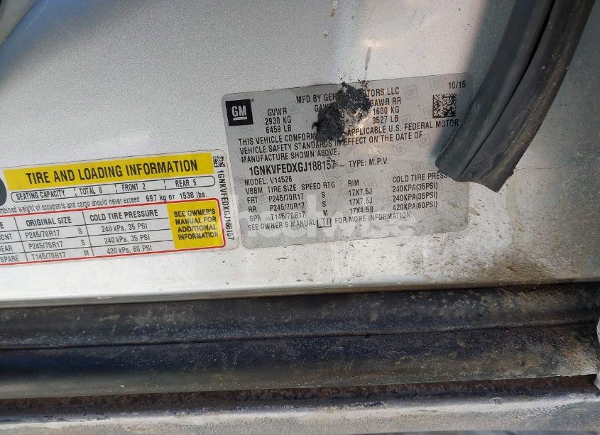 Photo 9 of 2016 Chevrolet Traverse LS (VIN 1GNKVFEDXGJ188157)