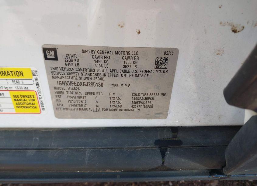 Photo 9 of 2016 Chevrolet Traverse LS (VIN 1GNKVFEDXGJ295130)