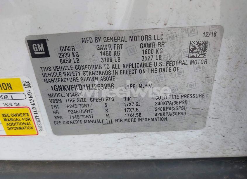 Photo 9 of 2017 Chevrolet Traverse LS (VIN 1GNKVFKD1HJ253256)