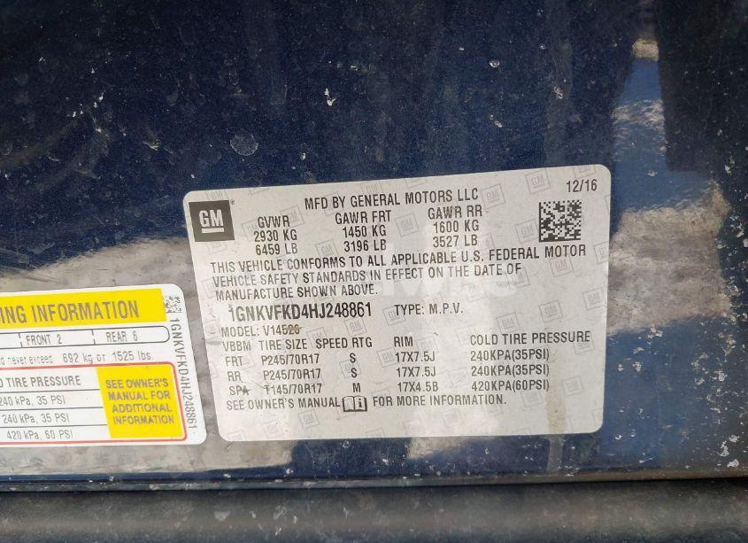 Photo 9 of 2017 Chevrolet Traverse LS (VIN 1GNKVFKD4HJ248861)