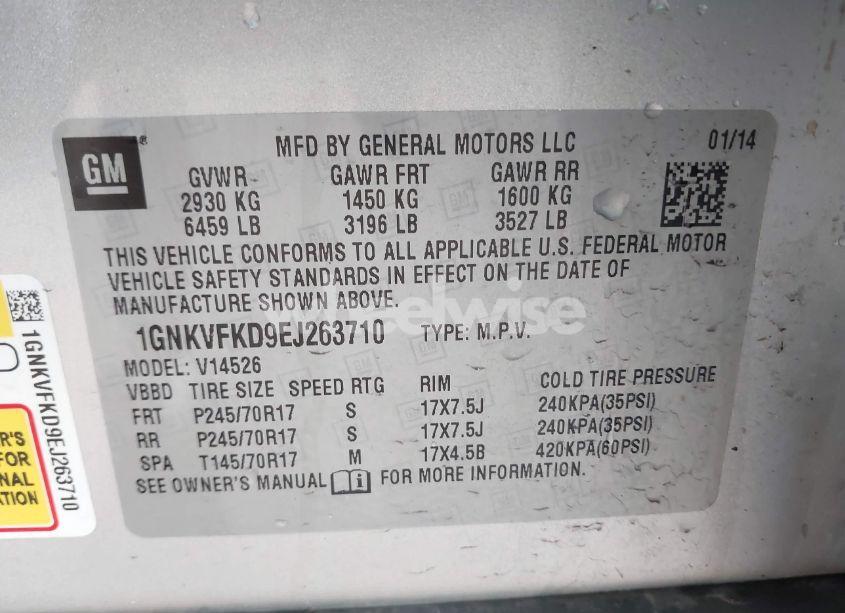 Photo 9 of 2014 Chevrolet Traverse LS (VIN 1GNKVFKD9EJ263710)