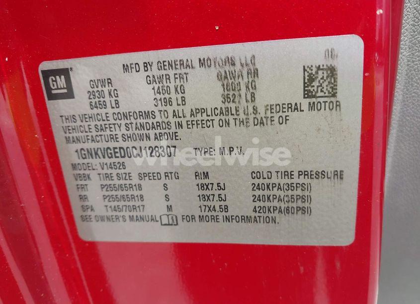 Photo 9 of 2012 Chevrolet Traverse 1LT (VIN 1GNKVGED0CJ128307)