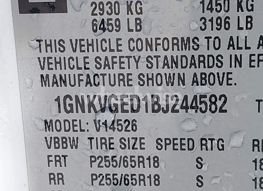 Photo 9 of 2011 Chevrolet Traverse 1LT (VIN 1GNKVGED1BJ244582)