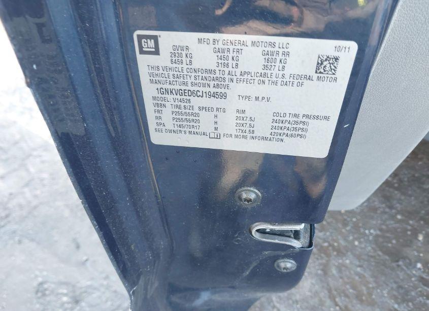 Photo 9 of 2012 Chevrolet Traverse 1LT (VIN 1GNKVGED6CJ194599)