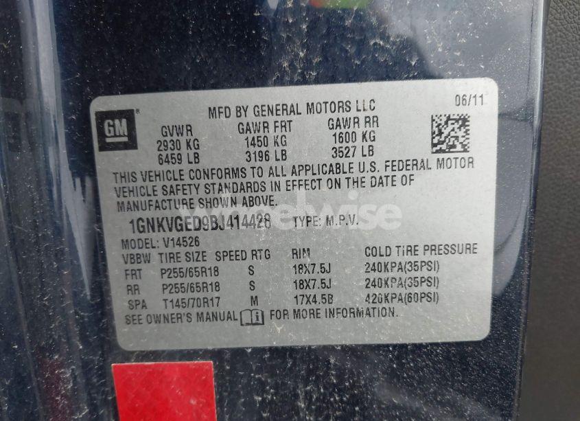 Photo 9 of 2011 Chevrolet Traverse 1LT (VIN 1GNKVGED9BJ414428)
