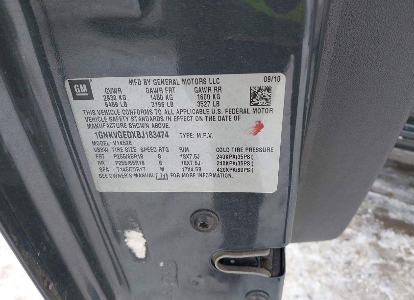 Photo 9 of 2011 Chevrolet Traverse 1LT (VIN 1GNKVGEDXBJ183474)