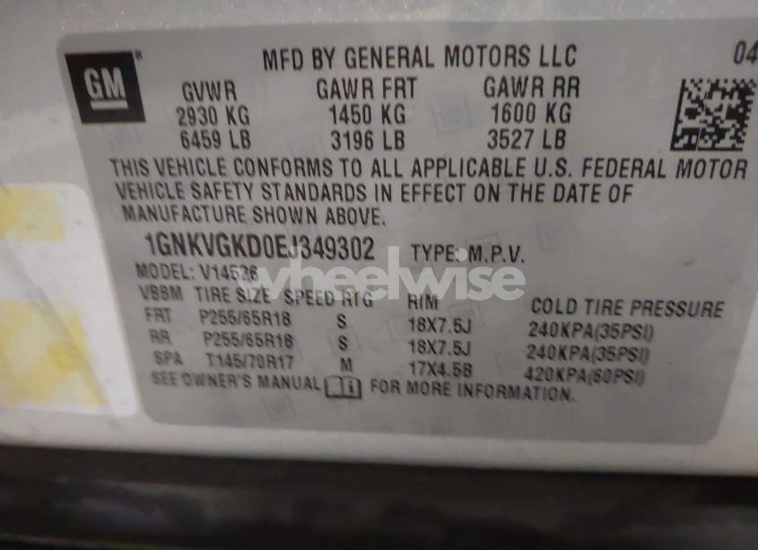 Photo 9 of 2014 Chevrolet Traverse 1LT (VIN 1GNKVGKD0EJ349302)