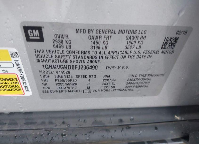 Photo 9 of 2015 Chevrolet Traverse 1LT (VIN 1GNKVGKD0FJ296490)