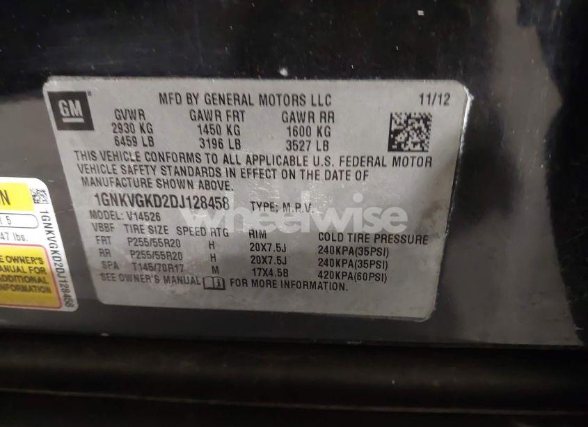 Photo 9 of 2013 Chevrolet Traverse 1LT (VIN 1GNKVGKD2DJ128458)