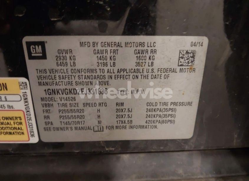 Photo 9 of 2014 Chevrolet Traverse 1LT (VIN 1GNKVGKD2EJ331836)