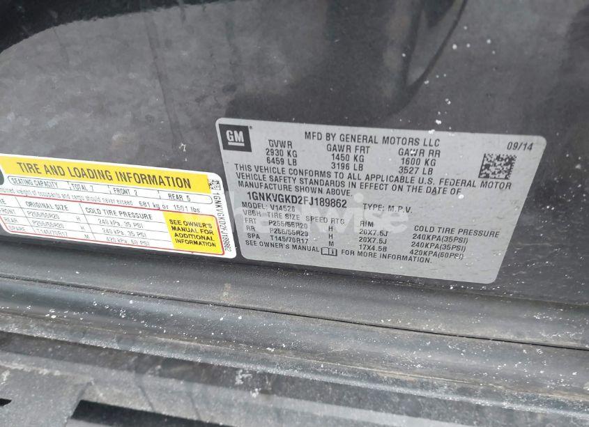 Photo 9 of 2015 Chevrolet Traverse 1LT (VIN 1GNKVGKD2FJ189862)