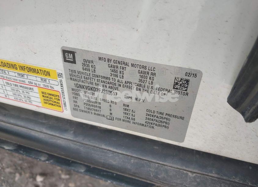 Photo 9 of 2015 Chevrolet Traverse 1LT (VIN 1GNKVGKD2FJ280517)