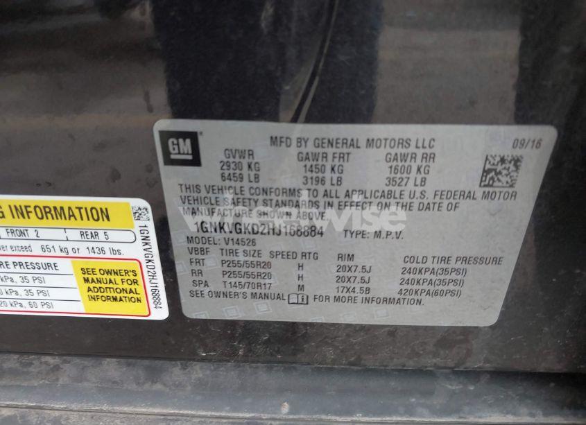 Photo 9 of 2017 Chevrolet Traverse 1LT (VIN 1GNKVGKD2HJ168884)