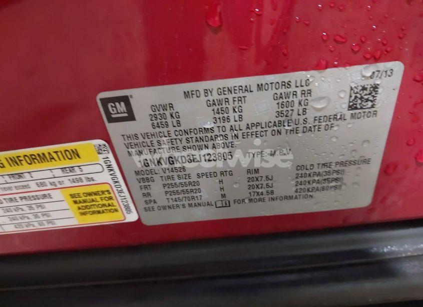 Photo 9 of 2014 Chevrolet Traverse 1LT (VIN 1GNKVGKD3EJ123805)