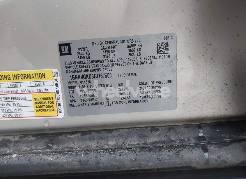 Photo 9 of 2014 Chevrolet Traverse 1LT (VIN 1GNKVGKD3EJ167500)