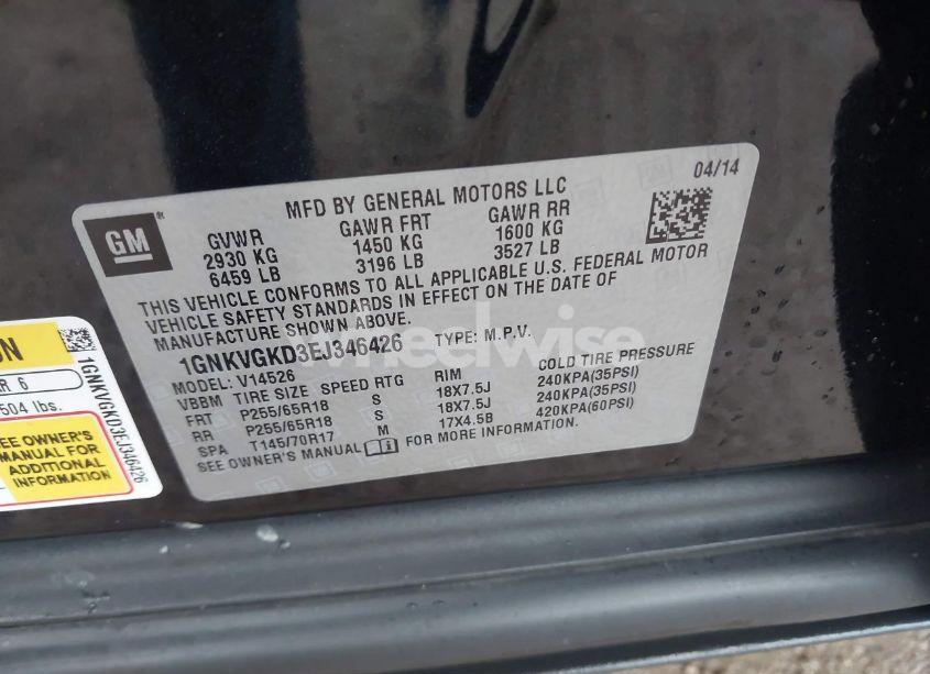 Photo 9 of 2014 Chevrolet Traverse 1LT (VIN 1GNKVGKD3EJ346426)