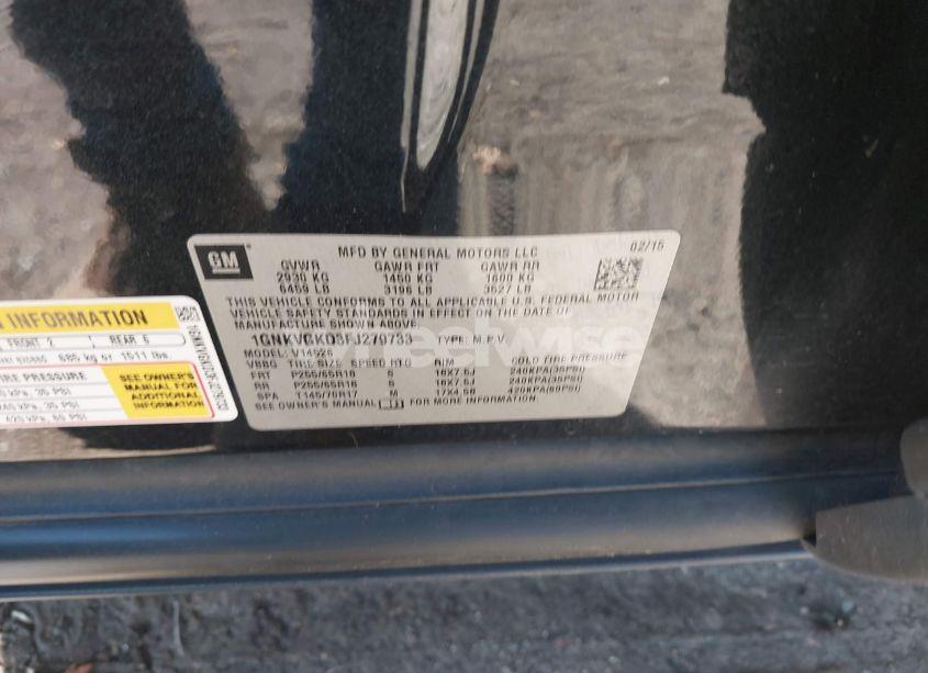 Photo 9 of 2015 Chevrolet Traverse 1LT (VIN 1GNKVGKD3FJ279733)