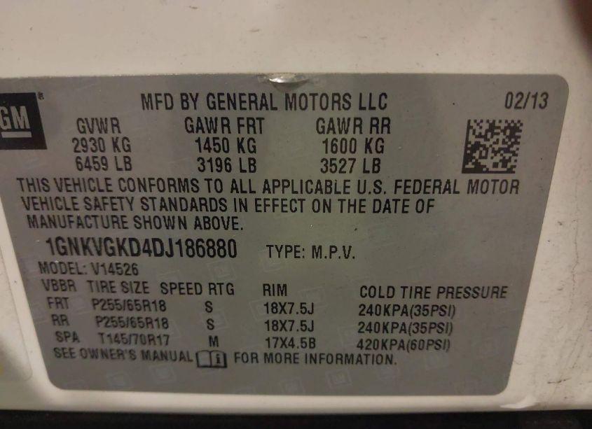 Photo 9 of 2013 Chevrolet Traverse 1LT (VIN 1GNKVGKD4DJ186880)