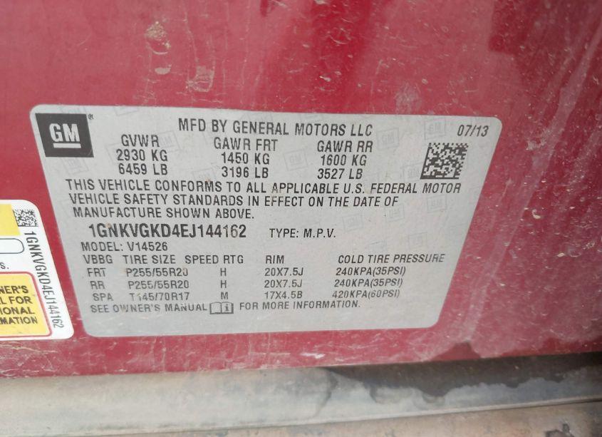 Photo 9 of 2014 Chevrolet Traverse 1LT (VIN 1GNKVGKD4EJ144162)