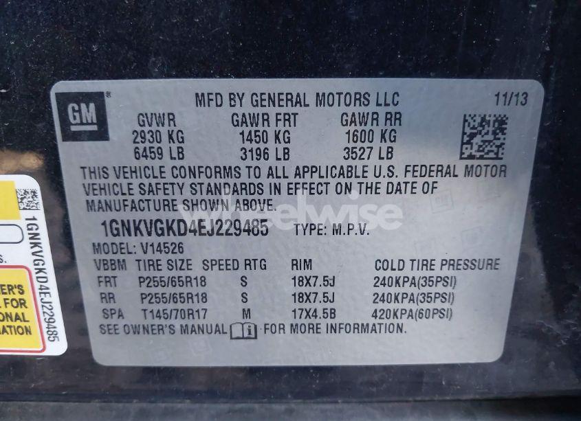 Photo 9 of 2014 Chevrolet Traverse 1LT (VIN 1GNKVGKD4EJ229485)