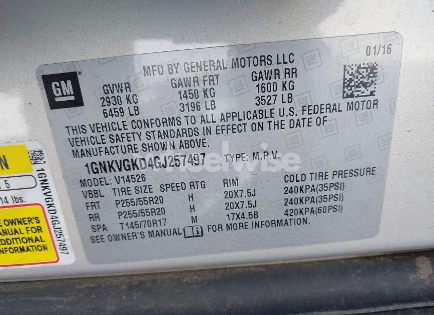 Photo 9 of 2016 Chevrolet Traverse 1LT (VIN 1GNKVGKD4GJ257497)