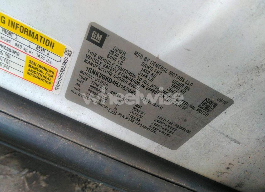 Photo 9 of 2017 Chevrolet Traverse 1LT (VIN 1GNKVGKD4HJ167445)