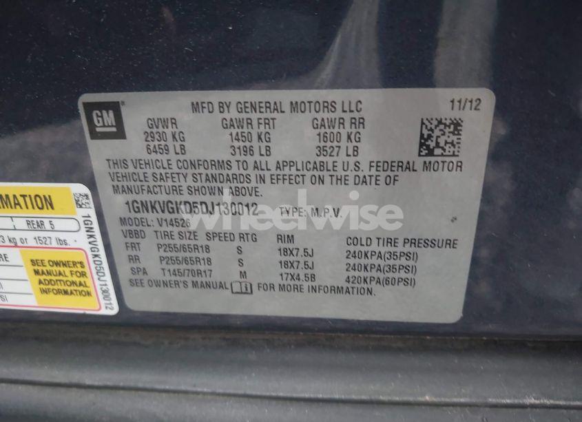 Photo 9 of 2013 Chevrolet Traverse 1LT (VIN 1GNKVGKD5DJ130012)