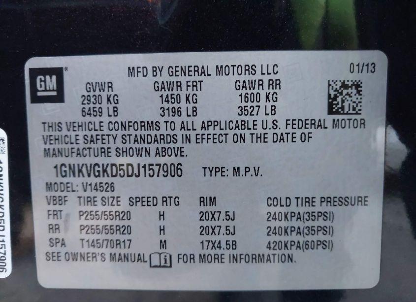 Photo 9 of 2013 Chevrolet Traverse 1LT (VIN 1GNKVGKD5DJ157906)