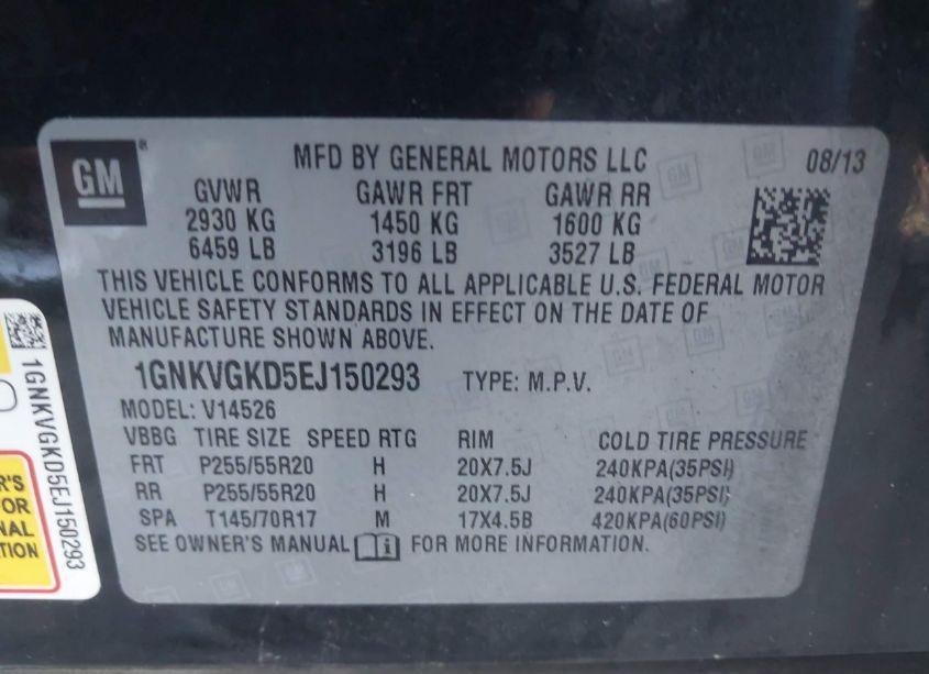 Photo 9 of 2014 Chevrolet Traverse 1LT (VIN 1GNKVGKD5EJ150293)