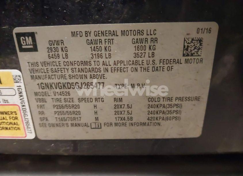 Photo 9 of 2016 Chevrolet Traverse 1LT (VIN 1GNKVGKD5GJ265477)