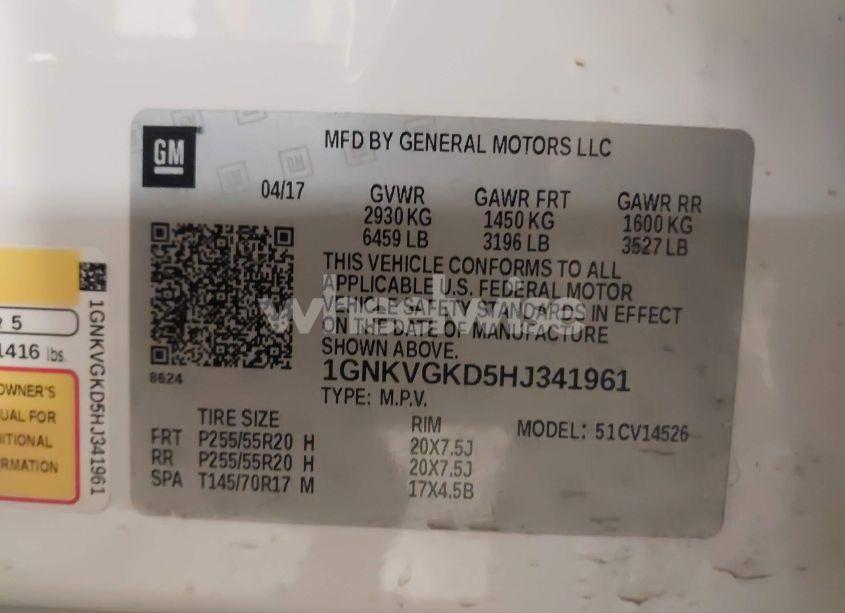 Photo 9 of 2017 Chevrolet Traverse 1LT (VIN 1GNKVGKD5HJ341961)