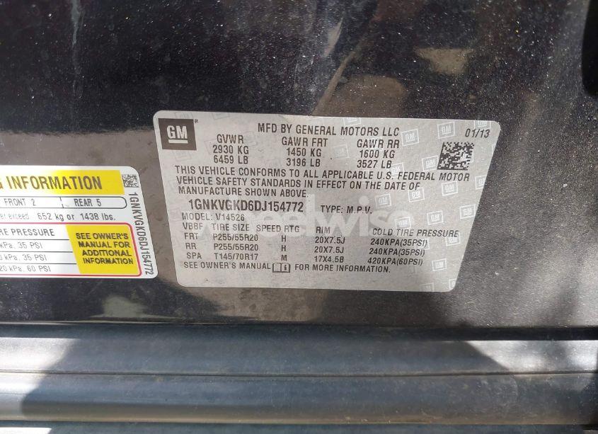 Photo 9 of 2013 Chevrolet Traverse 1LT (VIN 1GNKVGKD6DJ154772)