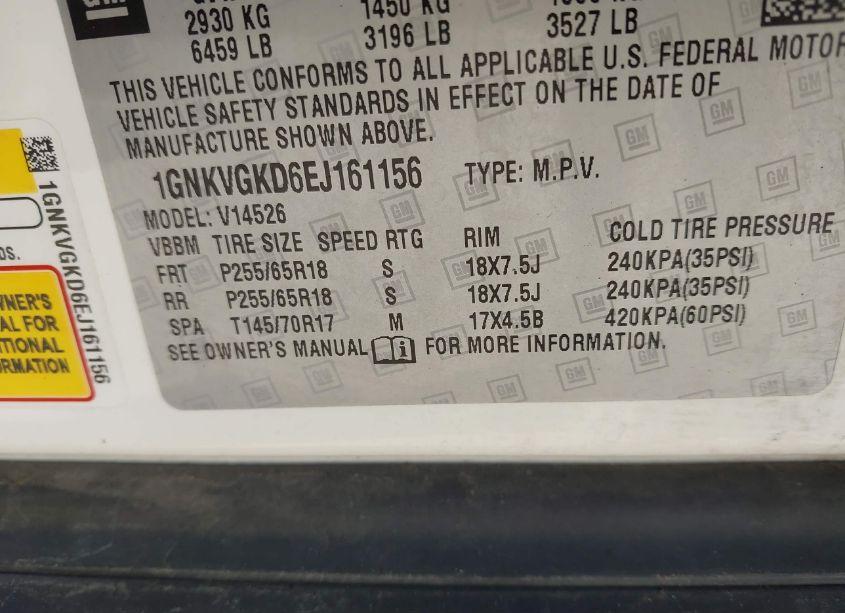 Photo 9 of 2014 Chevrolet Traverse 1LT (VIN 1GNKVGKD6EJ161156)