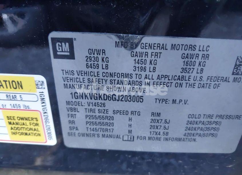 Photo 9 of 2016 Chevrolet Traverse 1LT (VIN 1GNKVGKD6GJ203005)