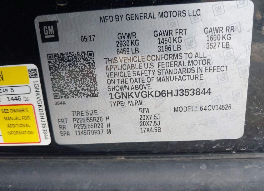 Photo 9 of 2017 Chevrolet Traverse 1LT (VIN 1GNKVGKD6HJ353844)