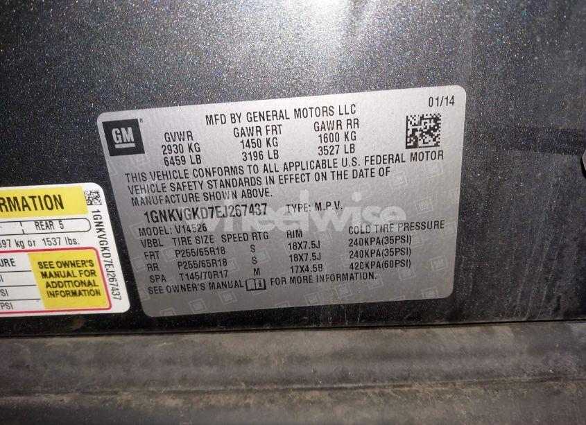 Photo 9 of 2014 Chevrolet Traverse 1LT (VIN 1GNKVGKD7EJ267437)