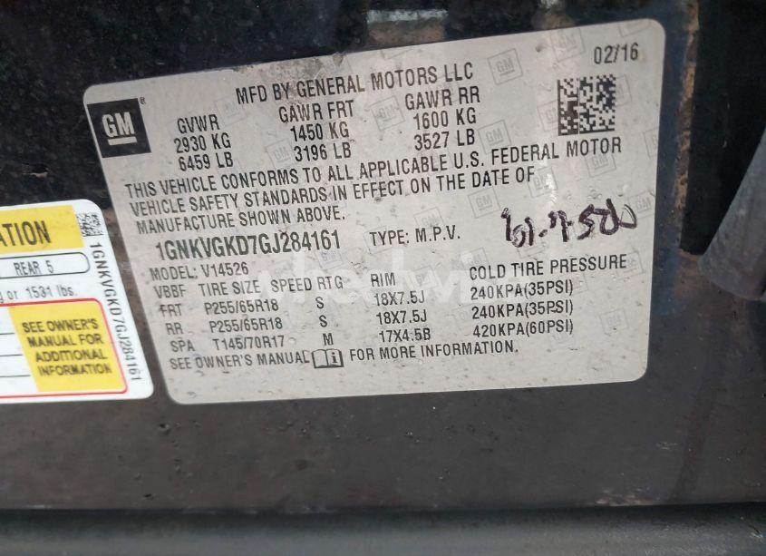 Photo 9 of 2016 Chevrolet Traverse 1LT (VIN 1GNKVGKD7GJ284161)