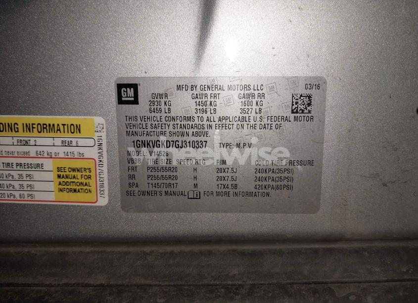 Photo 9 of 2016 Chevrolet Traverse 1LT (VIN 1GNKVGKD7GJ310337)