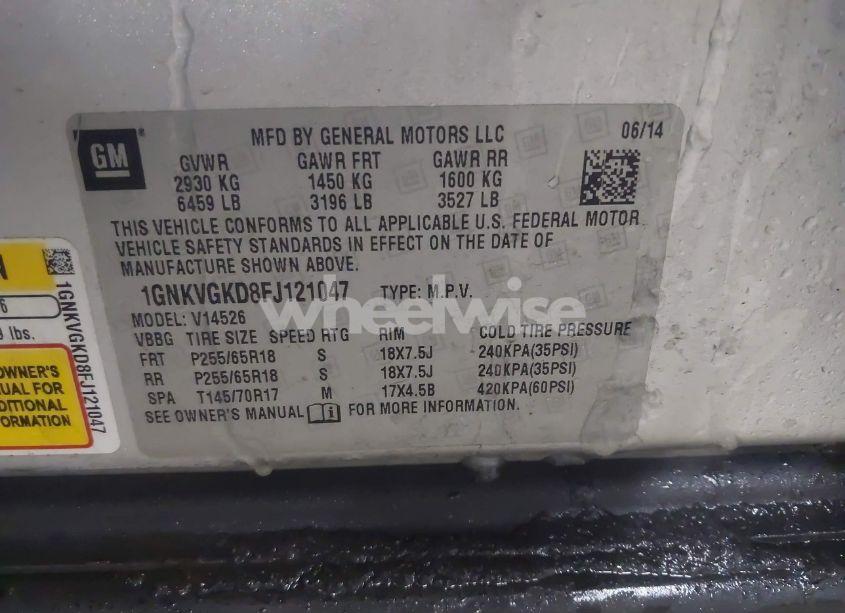 Photo 9 of 2015 Chevrolet Traverse 1LT (VIN 1GNKVGKD8FJ121047)